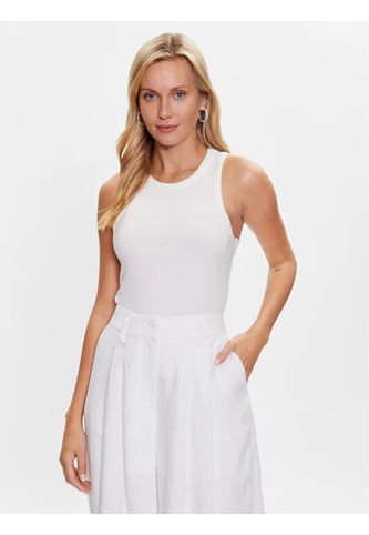 Camiseta Blanca Acanalada Sin Mangas De Corte Slim Tommy Hilfiger Tommy Hilfiger