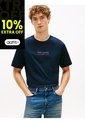 Camiseta Azul De Cuello Redondo Con Logo Tommy Hilfiger de Tommy Hilfiger