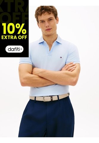 Polo Celeste Slim Con Acabado Tipped Tommy Hilfiger Tommy Hilfiger