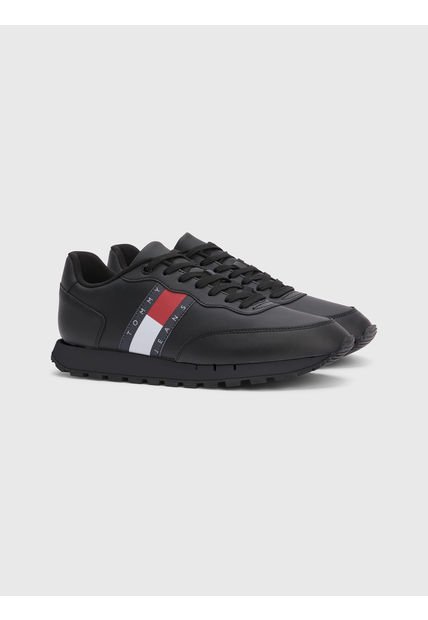 Tenis Con Logo De Tejido Trenzado Hombre Negro Tommy Hilfiger