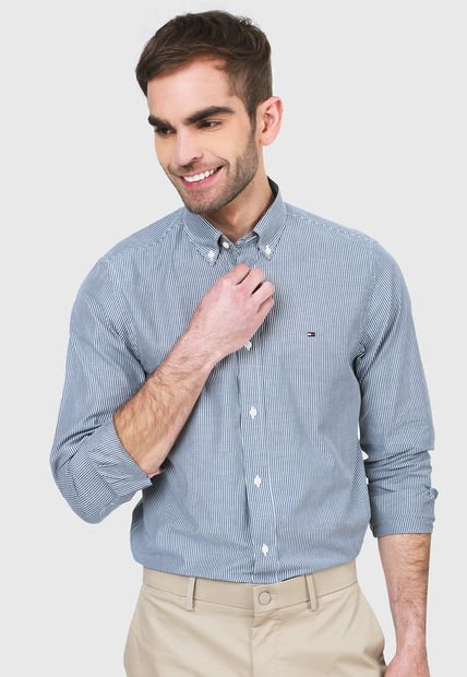 Camisa Gris-Blanco Tommy Hilfiger