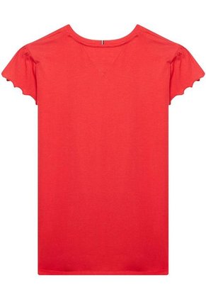 Camiseta Niña Roja Con Logo Floral Tommy Hilfiger