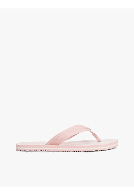 Sandalias Rosa De Tejido Trenzado Con Logo Y Rayas Tommy Hilfiger