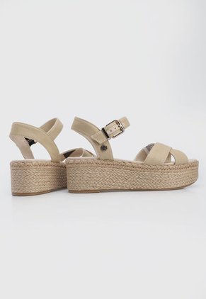 Sandalia Tacón Corrido Beige-Dorado Tommy Hilfiger Shiny Touches