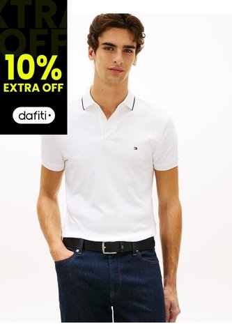 Polo Blanco Slim Con Acabado Tipped Tommy Hilfiger Tommy Hilfiger