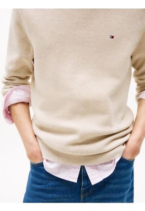 Saco Gris De Punto Texturizado Y Cuello Redondo Tommy Hilfiger