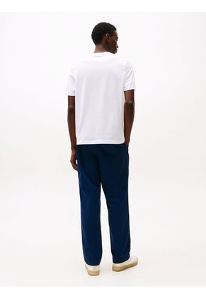 Camiseta Blanca De Cuello Redondo Con Logo Tommy Hilfiger