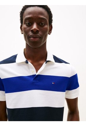 Polo Gris Con Diseño Color Block Y Rayas De Corte Regular Tommy Hilfiger