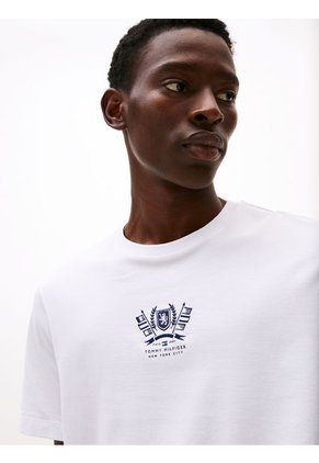 Camiseta Blanca De Cuello Redondo Con Logo Tommy Hilfiger