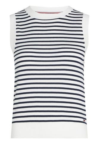 Chaleco Blanco De Rayas Azules Con Logo Tommy Hilfiger Tommy Hilfiger