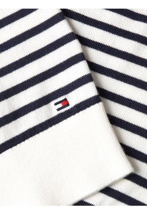 Chaleco Blanco De Rayas Azules Con Logo Tommy Hilfiger