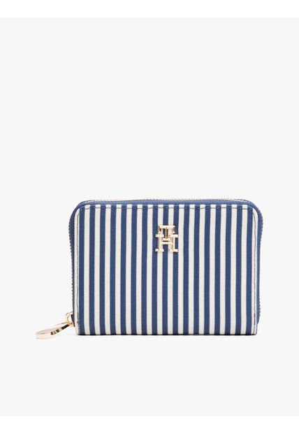 Billetera Azul De Rayas Con Cremallera Tommy Hilfiger