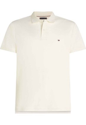 Polo Blanco De Punto Interlock De Corte Regular Tommy Hilfiger