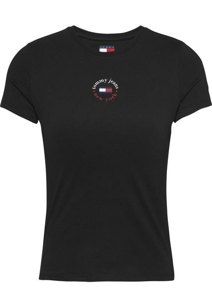 Camiseta Negra De Corte Slim Con Logo Circular Tommy Jeans