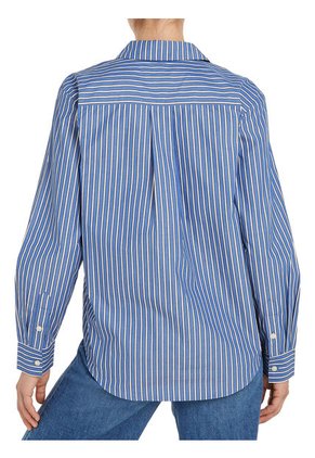 Camisa A Rayas De Corte Regular Mujer Azul Tommy Hilfiger