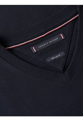 Camiseta Azul De Cuello En V Tommy Hilfiger