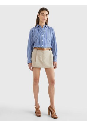 Camisa A Rayas De Corte Regular Mujer Azul Tommy Hilfiger