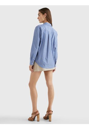 Camisa A Rayas De Corte Regular Mujer Azul Tommy Hilfiger