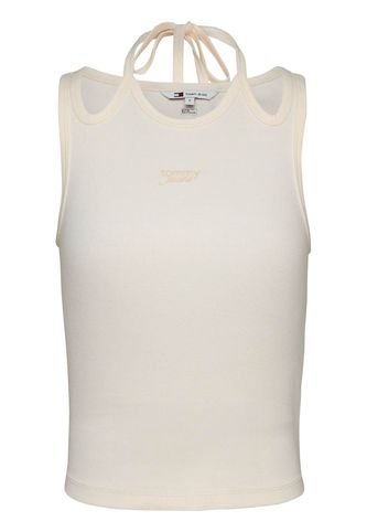 Camiseta Blanca Sin Mangas Con Cuello Halter Tommy Jeans Tommy Hilfiger