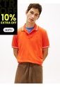 Polo Naranja De Corte Regular Ribeteado Con Logo Tommy Jeans de Tommy Hilfiger