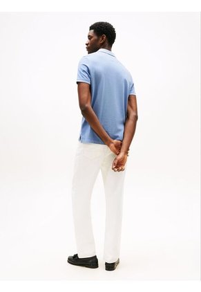 Polo Azul Teñido En Prenda Con Logo Bordado Tommy Hilfiger