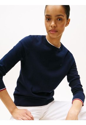 Saco Azul Oscuro Tejido De Cuello Redondo Tommy Hilfiger