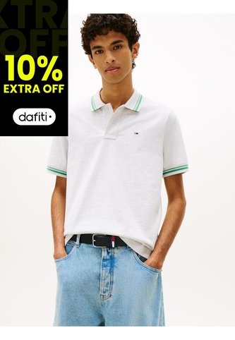Polo Gris De Corte Regular Ribeteado Con Logo Tommy Jeans Tommy Hilfiger