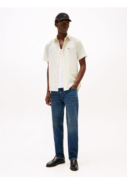 Camisa Amarilla De Manga Corta Con Corte Regular Tommy Hilfiger