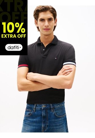 Polo Negro Slim Con Manga Corta Tommy Hilfiger Tommy Hilfiger