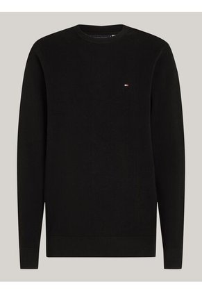 Saco Negro De Punto Texturizado Y Cuello Redondo Tommy Hilfiger