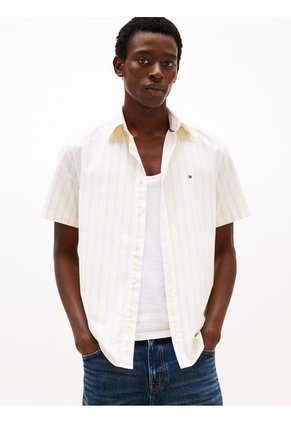 Camisa Amarilla De Manga Corta Con Corte Regular Tommy Hilfiger