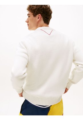 Saco Blanco Hilfiger Elástico Con Logo En Intarsia Tommy Hilfiger