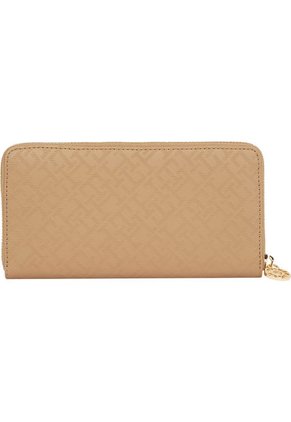 Billetera Beige Con Monogramas TH Y Cremallera Tommy Hilfiger