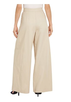 Pantalón De Pernera Ancha Con Pinzas Mujer Beige Tommy Hilfiger