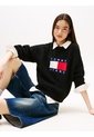 Saco Negro Amplio Jaspeado Con Logo Tommy Jeans de Tommy Hilfiger