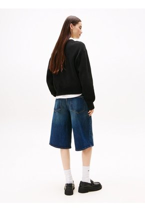 Saco Negro Amplio Jaspeado Con Logo Tommy Jeans