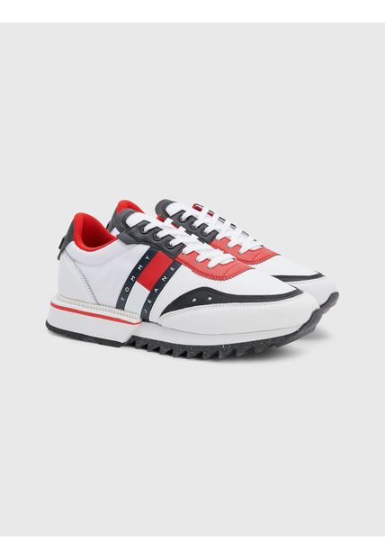 Tenis Bajas Con Media Suela Dentada Hombre Blanco Tommy Hilfiger