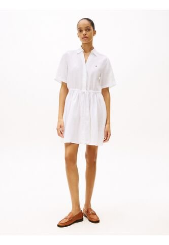 Minivestido Blanco Camisero De Puro Lino Tommy Hilfiger Tommy Hilfiger