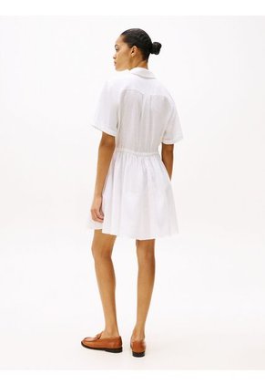 Minivestido Blanco Camisero De Puro Lino Tommy Hilfiger