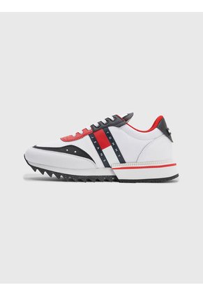 Tenis Bajas Con Media Suela Dentada Hombre Blanco Tommy Hilfiger