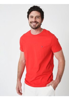 Camiseta Slim Fit Con Logo Bordado Hombre Rojo Tommy Hilfiger
