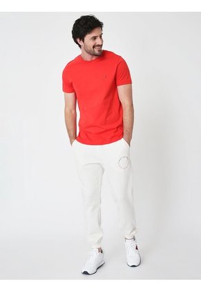Camiseta Slim Fit Con Logo Bordado Hombre Rojo Tommy Hilfiger