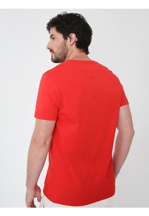 Camiseta Slim Fit Con Logo Bordado Hombre Rojo Tommy Hilfiger