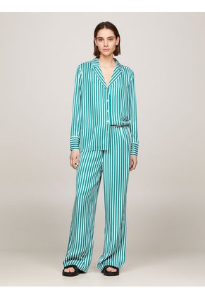 Pantalón Verde Amplio De Rayas Con Cordón Tommy Hilfiger