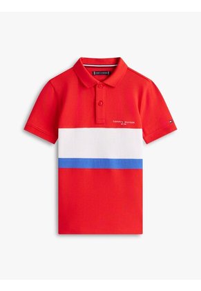Polo Rojo De Algodón Con Diseño Moderno Para Niños Tommy Hilfiger