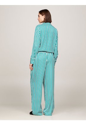 Pantalón Verde Amplio De Rayas Con Cordón Tommy Hilfiger