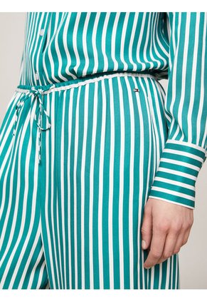 Pantalón Verde Amplio De Rayas Con Cordón Tommy Hilfiger