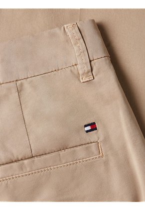 Pantalón Chino De Sarga Con Corte Slim Mujer Beige Tommy Hilfiger