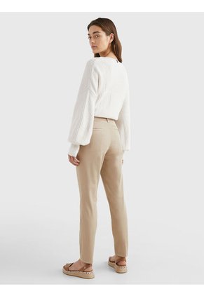 Pantalón Chino De Sarga Con Corte Slim Mujer Beige Tommy Hilfiger