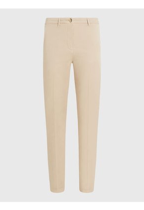 Pantalón Chino De Sarga Con Corte Slim Mujer Beige Tommy Hilfiger